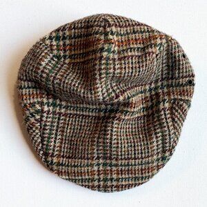Men's Brown Tweed Plaid Newsboy Cap